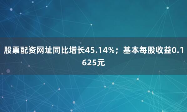 股票配资网址同比增长45.14%；基本每股收益0.1625元